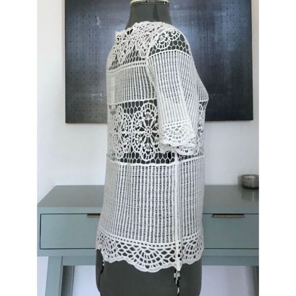 NEW James Coviello For Anthropolgie Women’s XS Lace Top - Picture 5 of 7